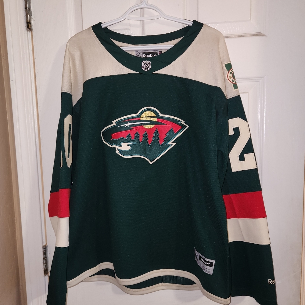 Reebok Green and Cream Hockey Jersey